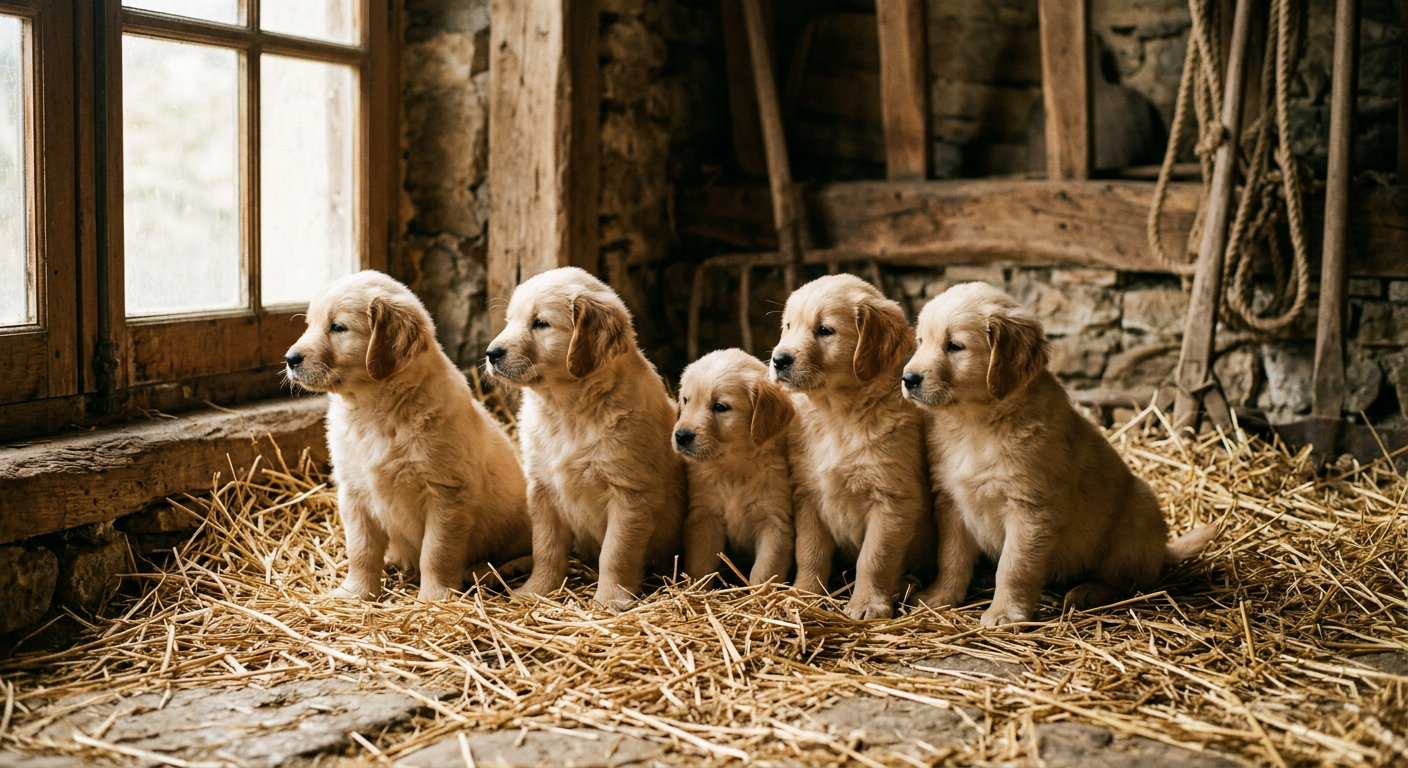 Example: a litter of puppies, the kind of announcement sent on Telegram